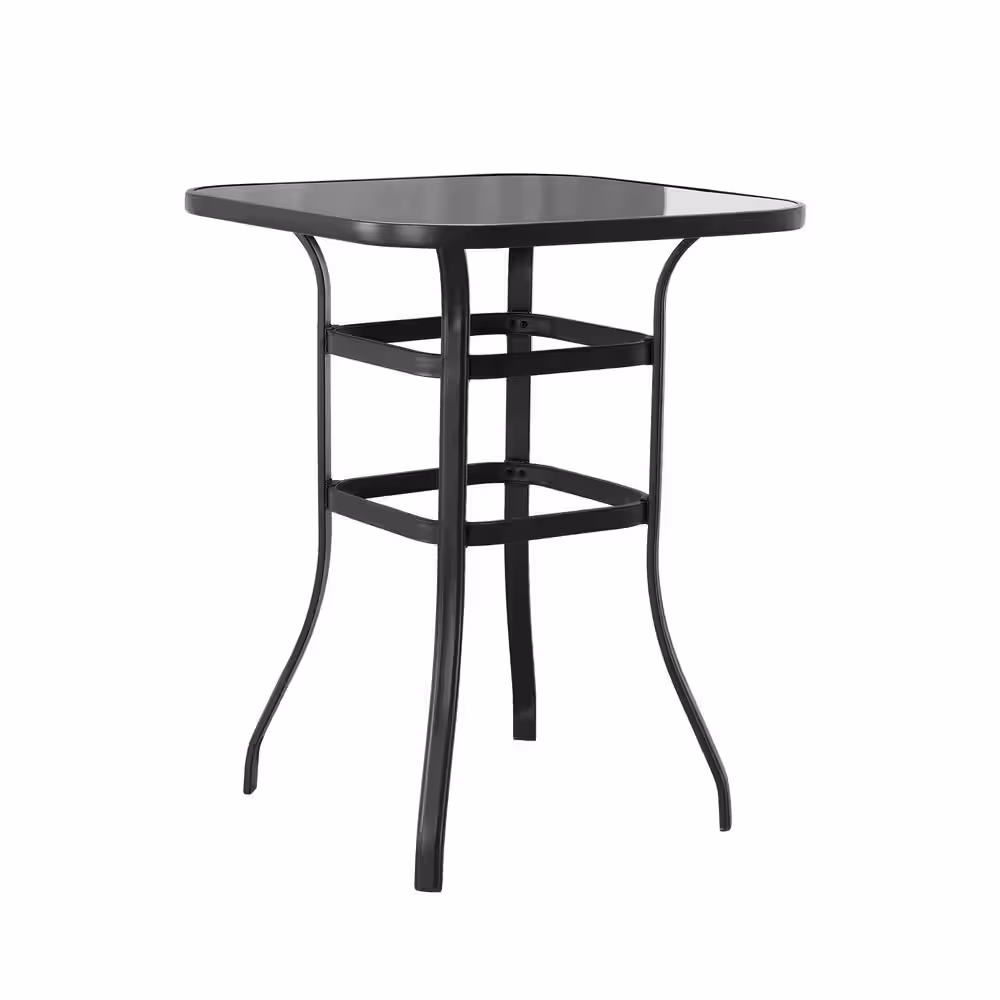 Patio Festival 3-Piece Metal Bar Height Outdoor Bistro Set with Red Cushions