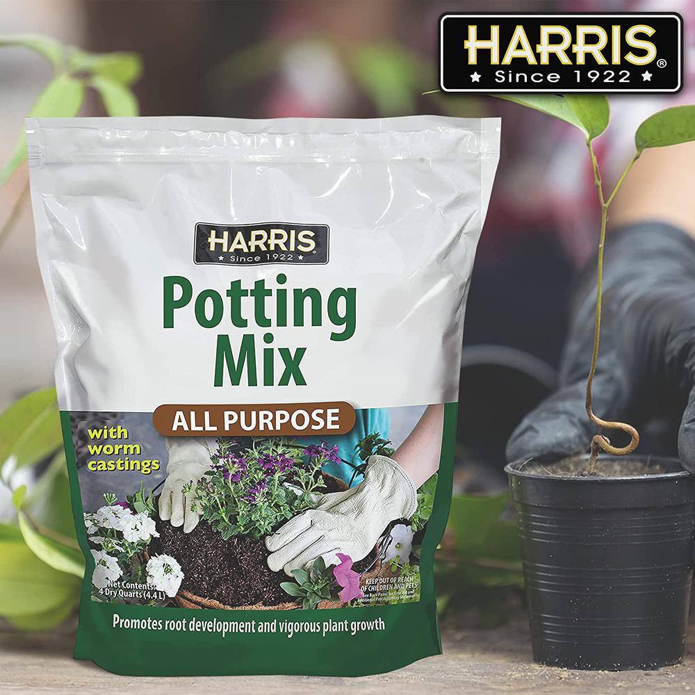 Harris 8 Qt. Premium Horticultural Vermiculite for Indoor Plants and 4 Qt. All Purpose Potting Soil Mix with Worm Castings