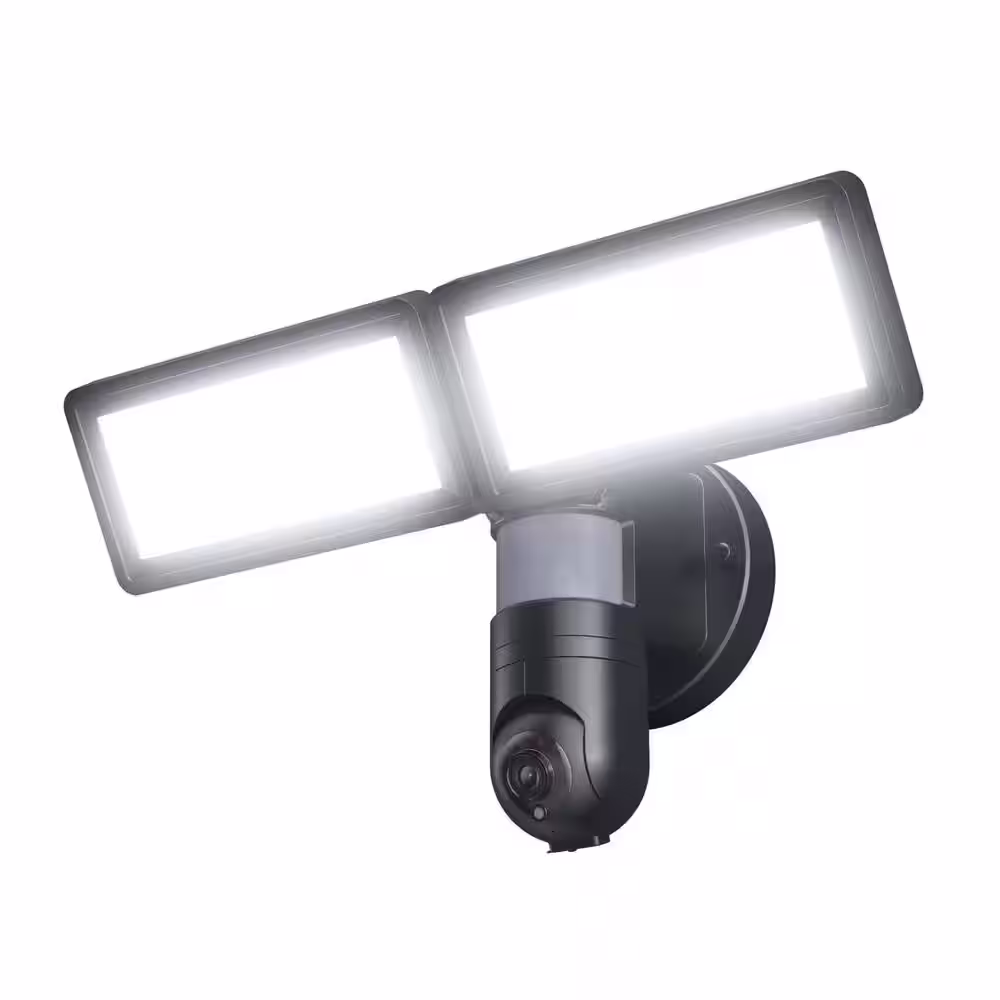 BAZZ SMART HOME Black Wi-Fi Outdoor Waterproof Integrated LED Security Light with HD 1080p Camera