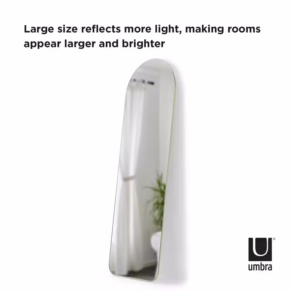 Umbra Hubba 62 in. x 20 in. Modern Arched Rectangular Brass Framed Leaning Full Length Mirror