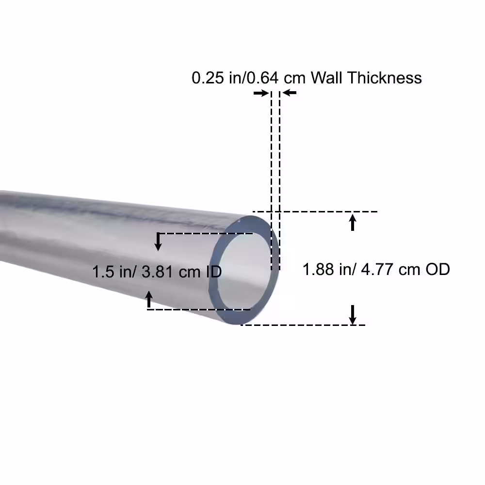 Everbilt 1-7/8 in. O.D. x 1-1/2 in. I.D. x 24 in. Clear PVC Vinyl Tube