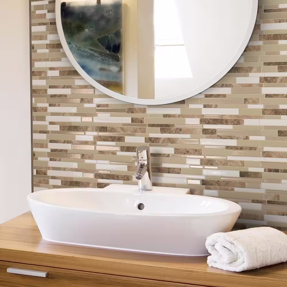 smart tiles Smart Edge Ambra Bronze 18 in. x 0.27 in. Vinyl Peel and Stick Tile (.034 sq. ft./ 4-pack)