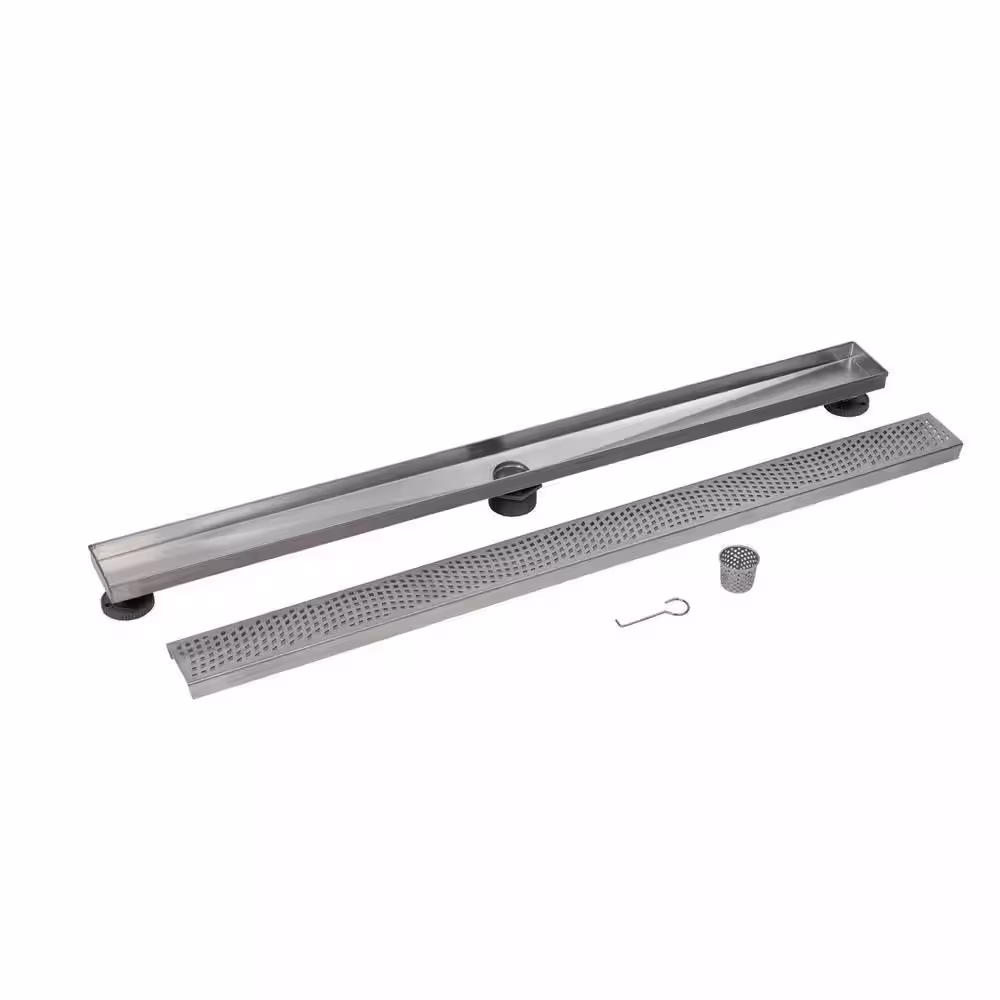 Oatey Designline 40 in. Stainless Steel Linear Shower Drain with Wave Pattern Drain Cover