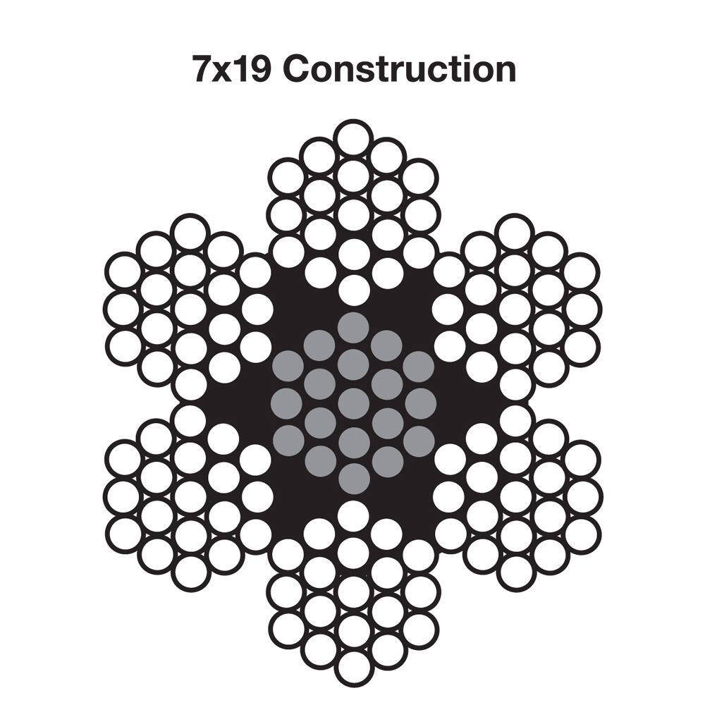 None 3/16 in. x 1 ft. Stainless Steel Wire Rope