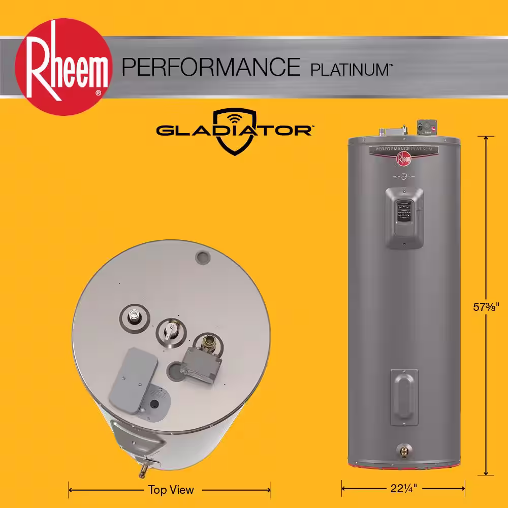 Rheem Gladiator 55 gal. Tall 12-Year 5500W Electric Water Heater with Leak Detection, Auto Shutoff - WA, OR Version