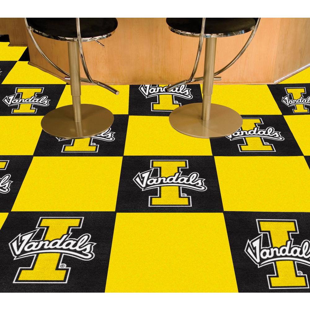FANMATS Idaho Vandals Team Yellow Residential 18 in. x 18 in. Peel and Stick Carpet Tile (20 Tiles/Case) (45 sq. ft.)