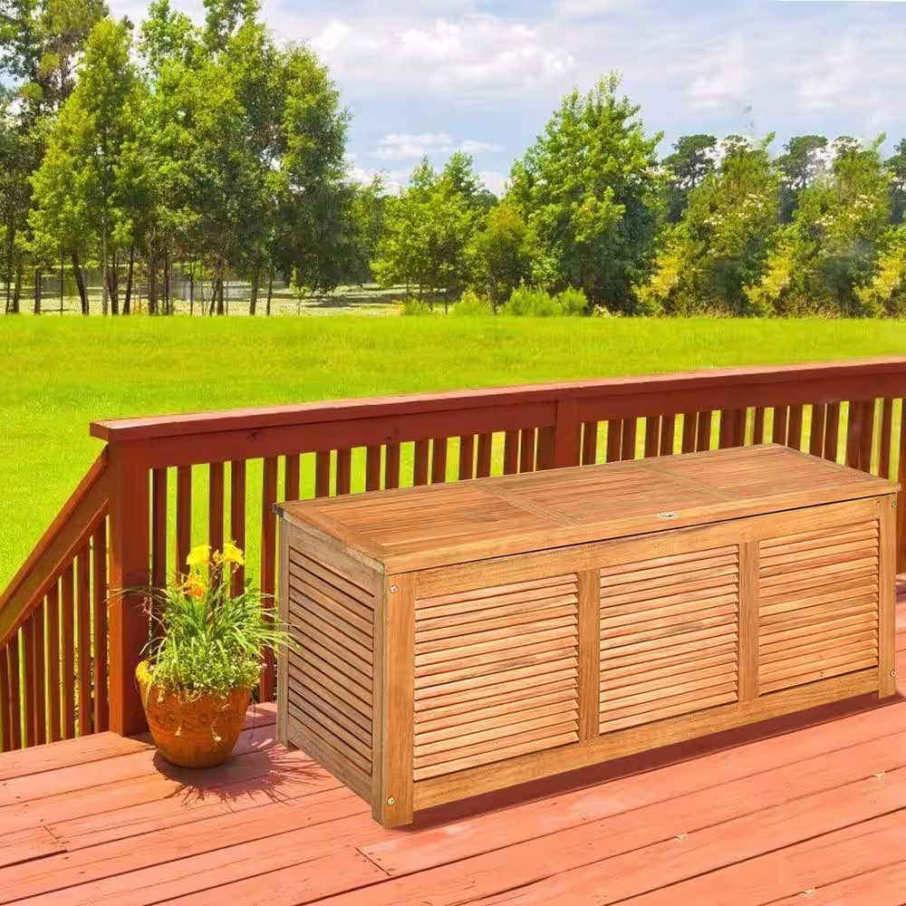 None 47-Gal. Deck Storage Bench Box Organization in Nature