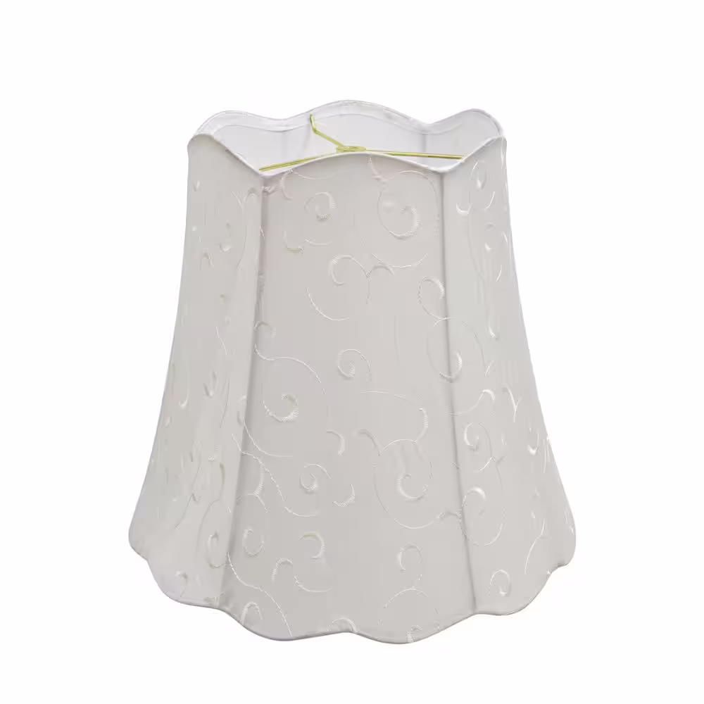 Aspen Creative Corporation 16 in. x 15 in. Beige and Embroidered Design Scallop Bell Lamp Shade
