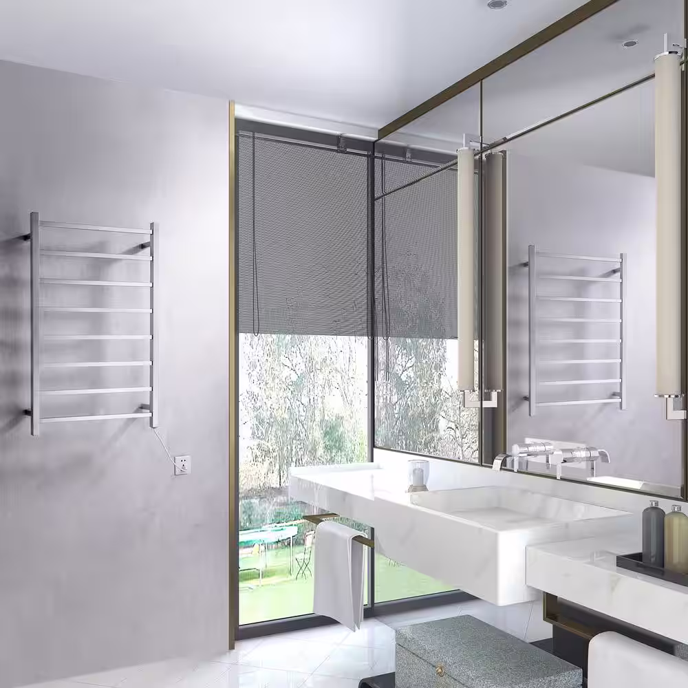 ANZZI Bell 8-Bar Electric Towel Warmer in Brushed Nickel