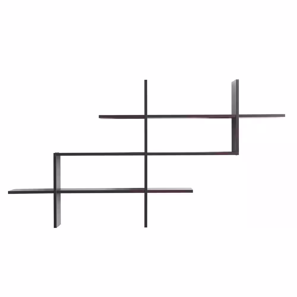 DANYA B Hanover Walnut MDF Wood Elongated Decorative Wall Shelf