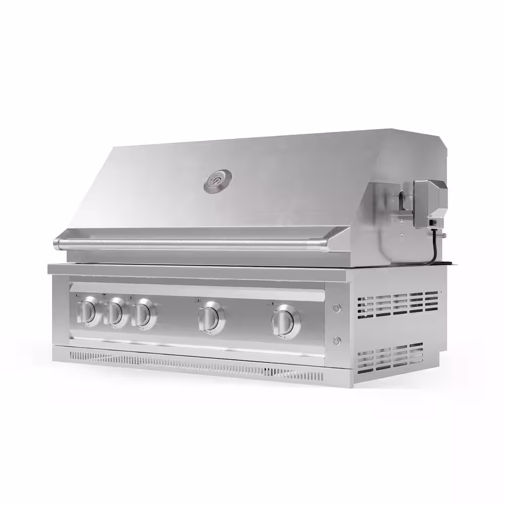 NewAge Products Outdoor Kitchen 40 in. Propane Gas 7-Burner Stainless Steel Grill Cart with Platinum Grill and Dual Side Burner