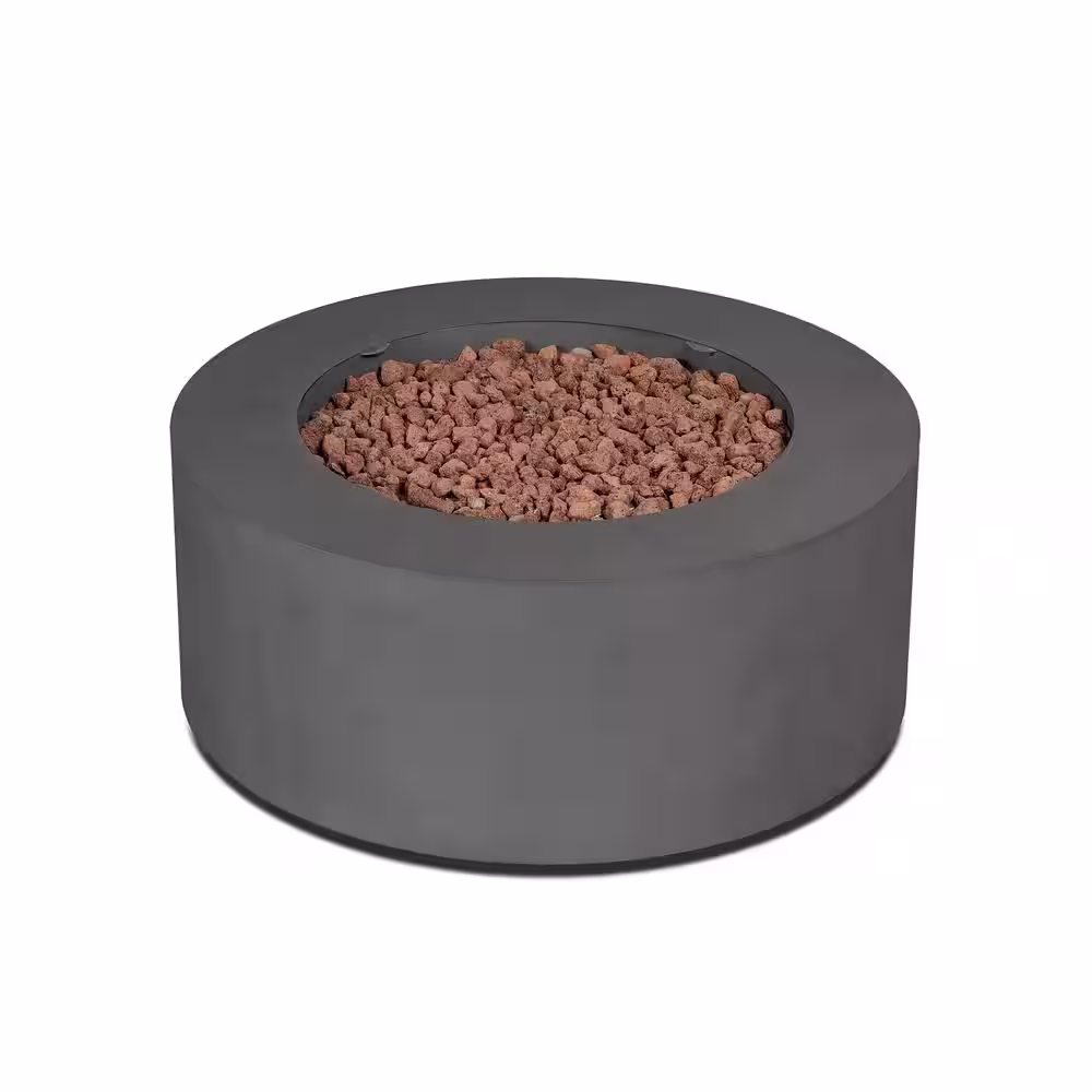 Real Flame Aegean 36 in. W X 15 in. H Round Powder Coated Steel Liquid Propane Fire Pit in Weathered Slate with NG Conversion Kit