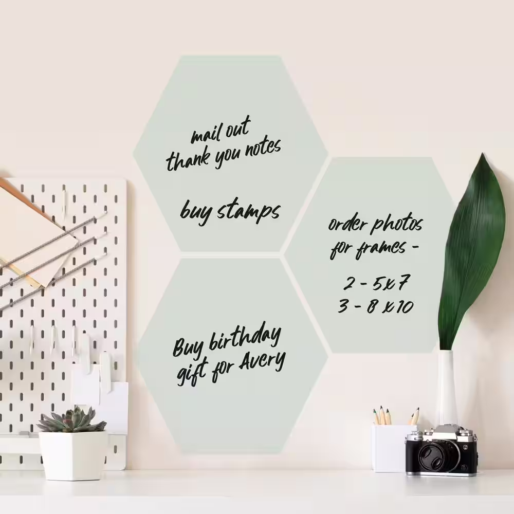 RoomMates Light Sage Hexagon Dry Erase Wall Decals