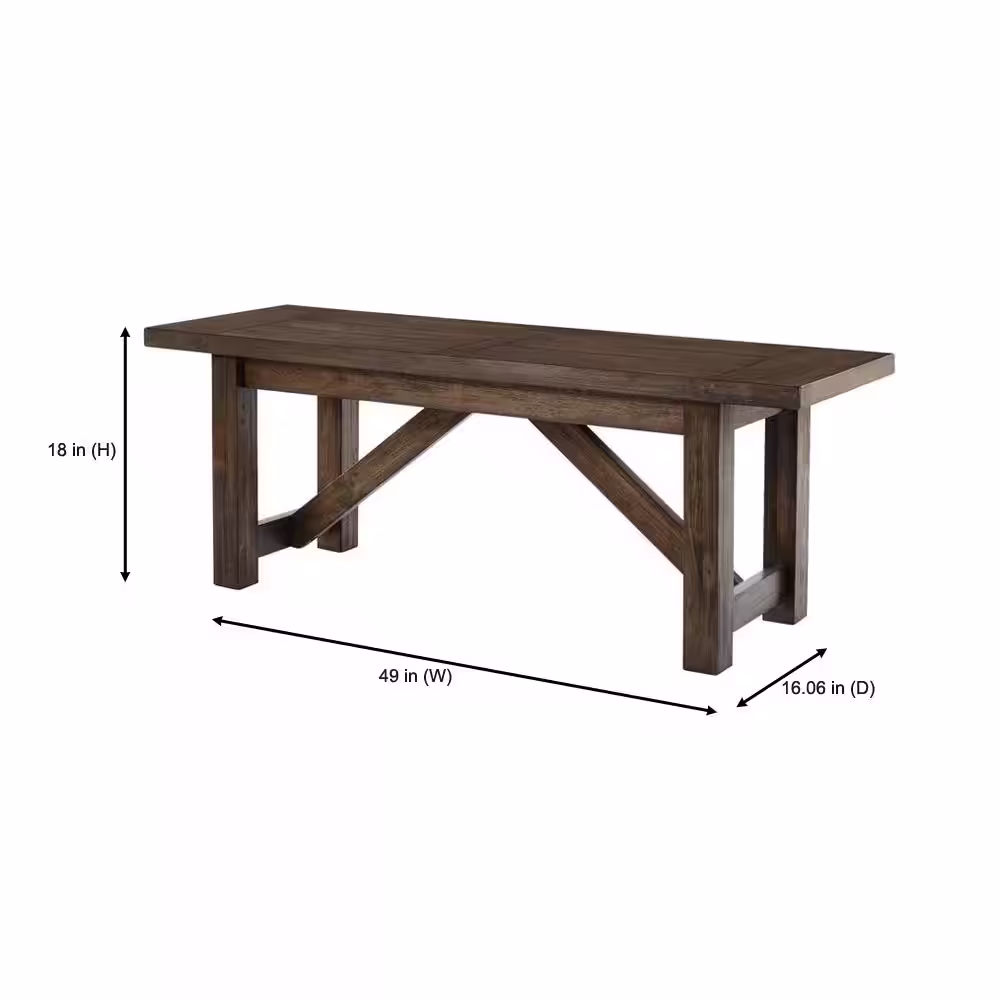 Home Decorators Collection Plum Hill Smoke Brown Wood Backless Dining Bench (49 in. W x 18 in. H)