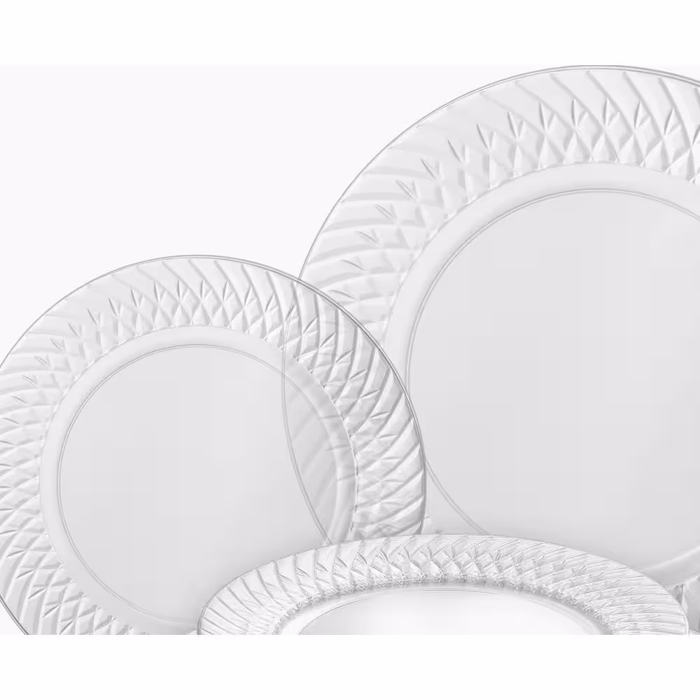 None Diamond Design Edge 9 in. and 6.25 in. Clear Disposable Plastic Combo Plates (Set of 25)