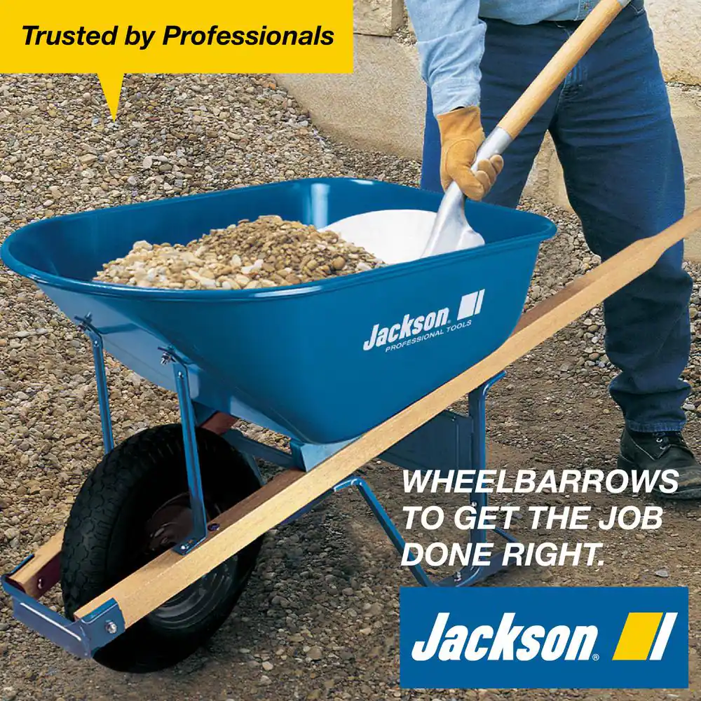 Jackson 6 cu. ft. Heavy Gauge Seamless Steel Wheelbarrow with Hardwood Handles