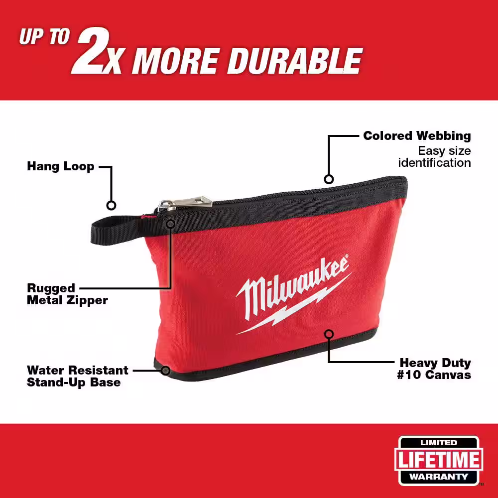 Milwaukee 12 in. Red Zipper Tool Bag (4-Piece)