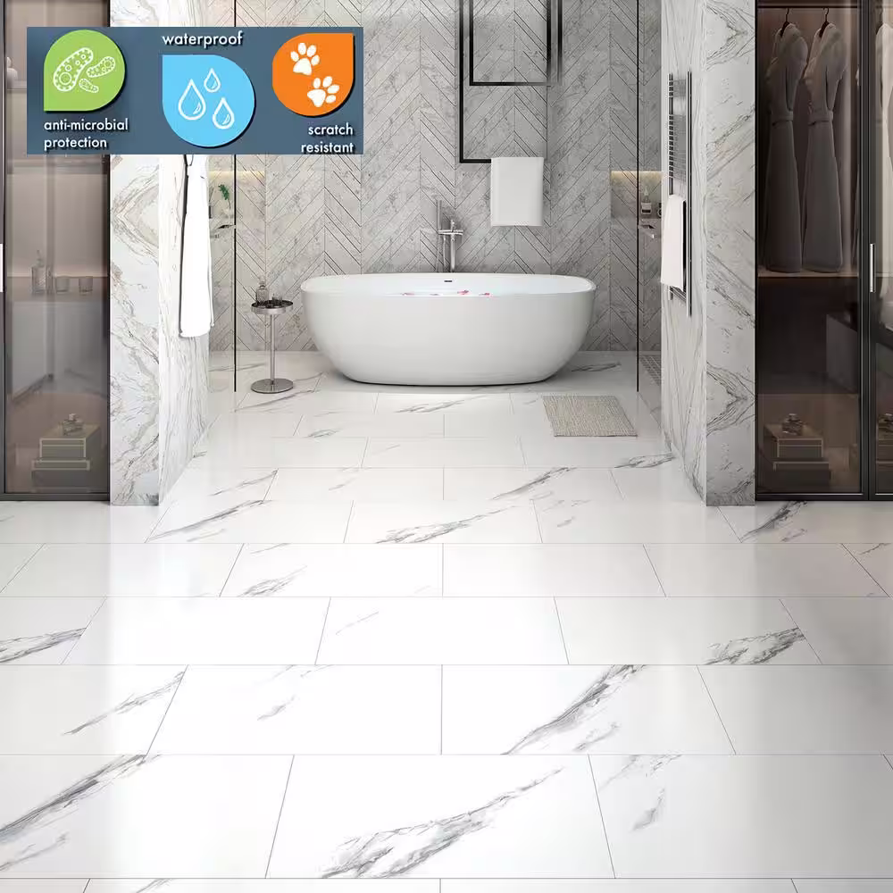 Lifeproof Luminescent Sky 6 MIL x 12.2 in. W x 24 in. L Click Lock Waterproof Vinyl Tile Flooring (620.7 sqft/pallet)