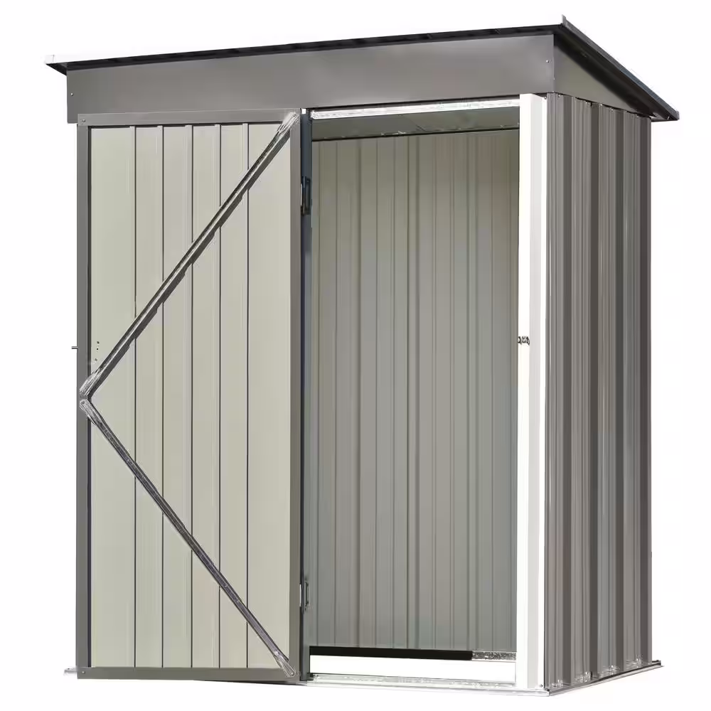 maocao hoom 3 ft. W x 5 ft. D Metal Outdoor Storage Sheds with Lockable Door in Gray (15 sq. ft.)