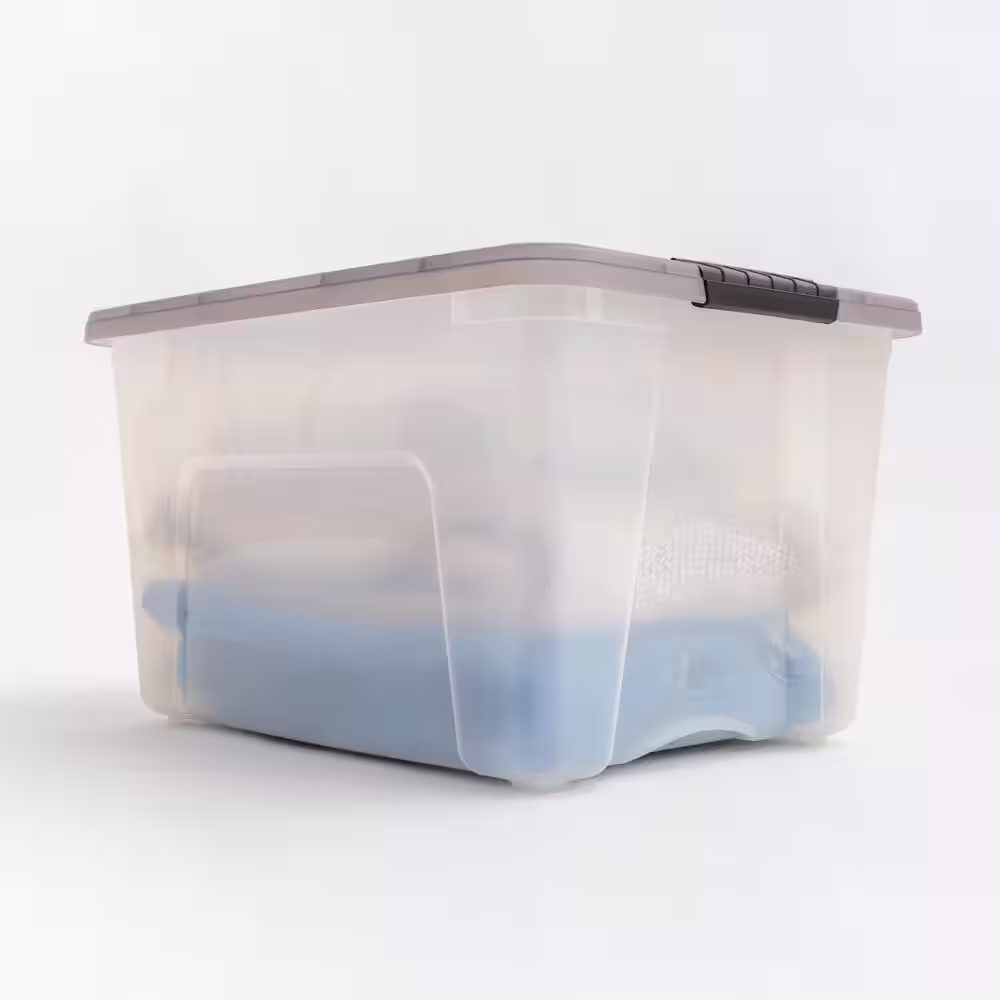 IRIS 40 qt. Stack & Pull Clear storage Box, Lid Gray (Pack of 5)