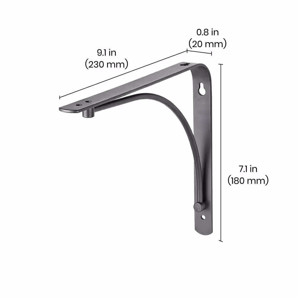 Dolle ARCH 9.1 in. Anthracite Steel Shelf Bracket Set of 2
