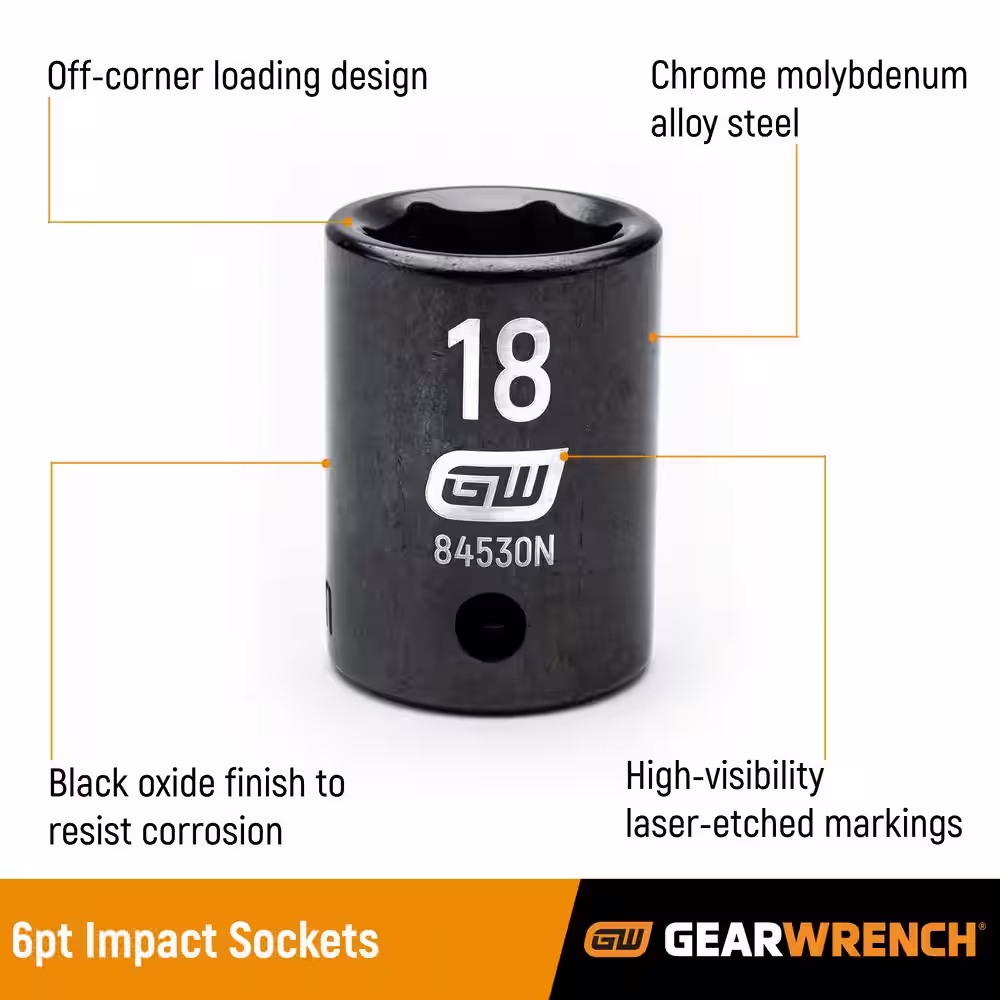 GEARWRENCH 3/8 in. Drive 6-Point Metric Deep Impact Socket Set (13-Piece)
