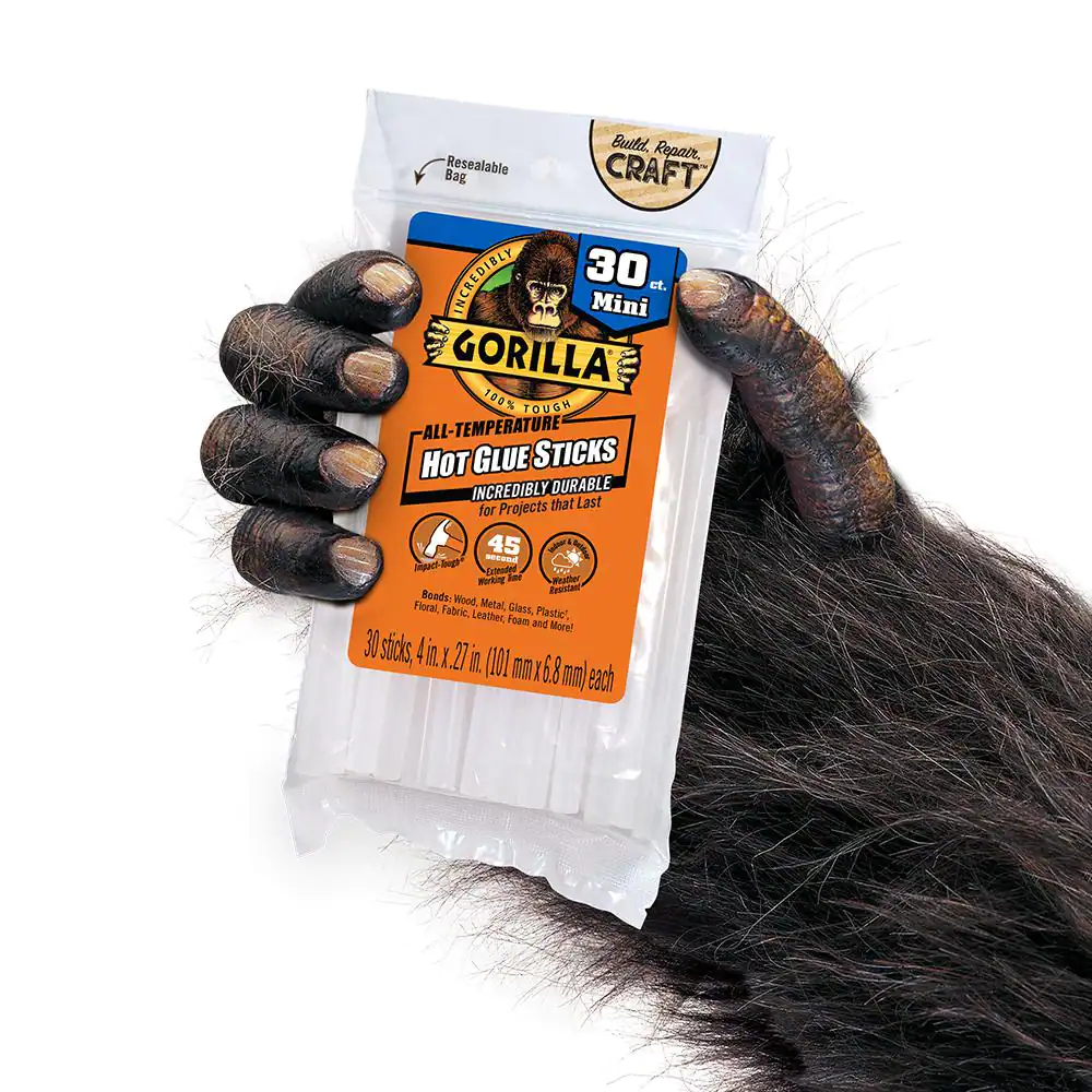 Gorilla 4 in. Mini Hot Glue Sticks (30-Count)