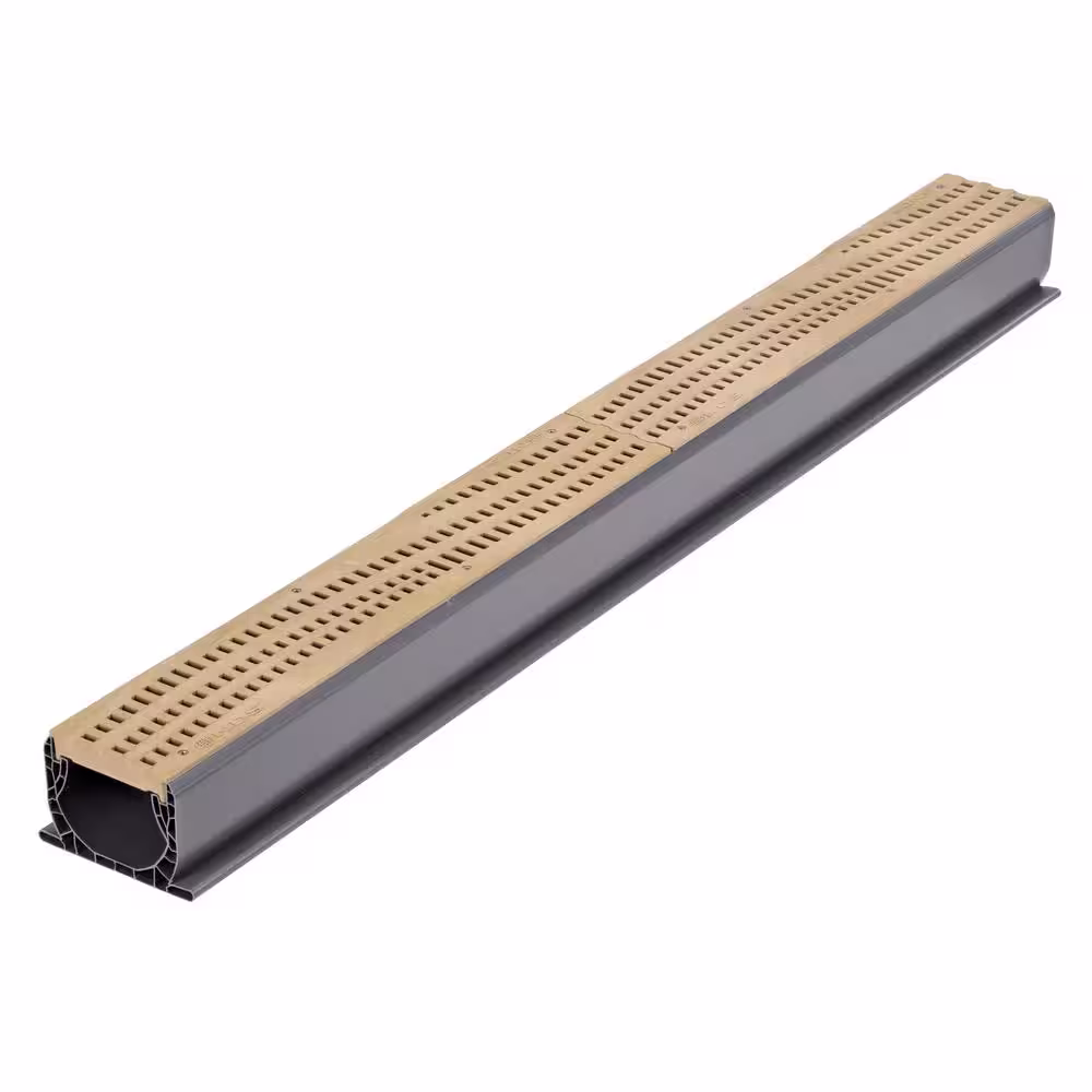 NDS Spee-D Channel Drain Grate, 4-7/16 in. wide X 2 ft. long, Decorative Wave Design, Sand Plastic