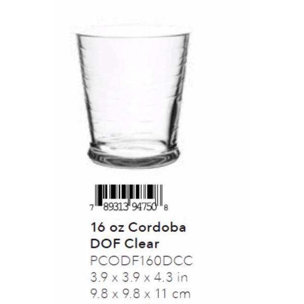 TarHong 16 oz. Cordoba Dof Clear (Set of 6)