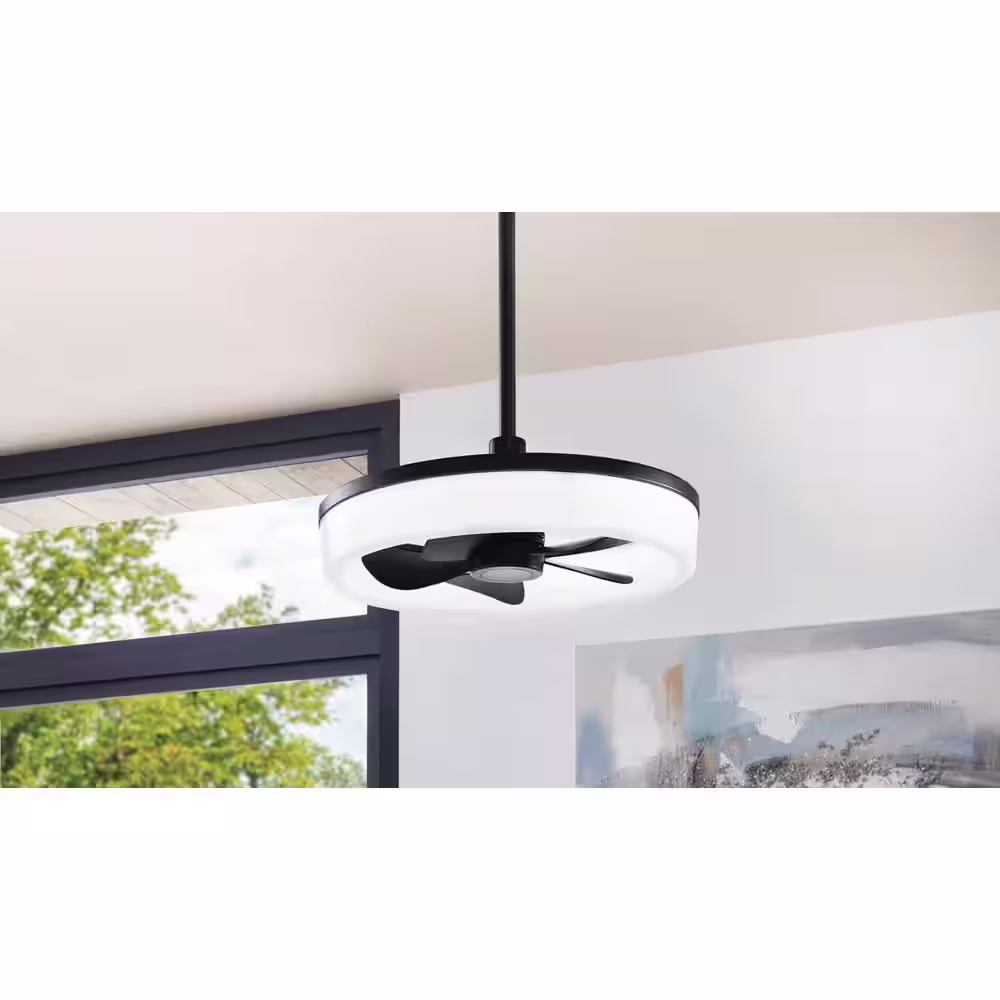 Home Decorators Collection Dialstone 23 in. Integrated CCT LED Indoor/Outdoor Matte Black Ceiling Fan with Remote Control