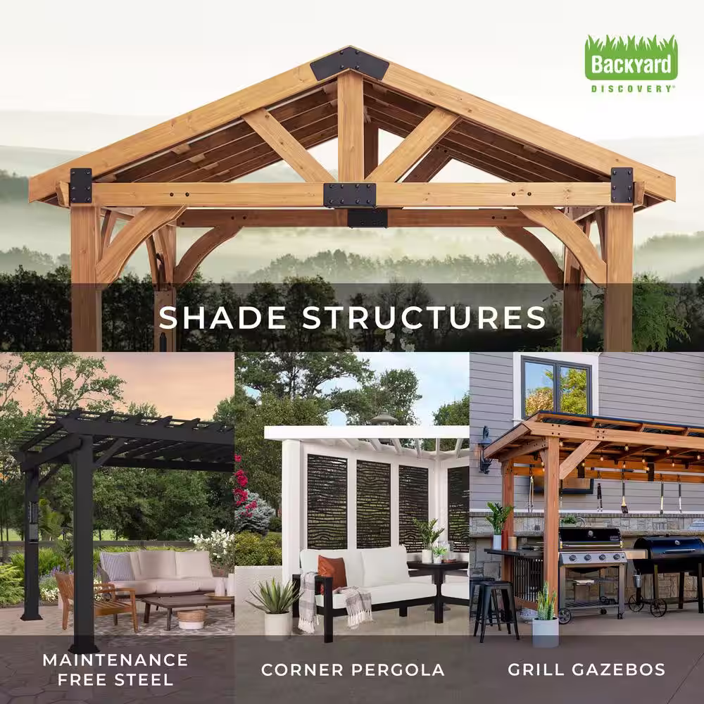 Backyard Discovery Fairhaven 12 ft. x 10 ft. Natural Nordic Spruce Pergola