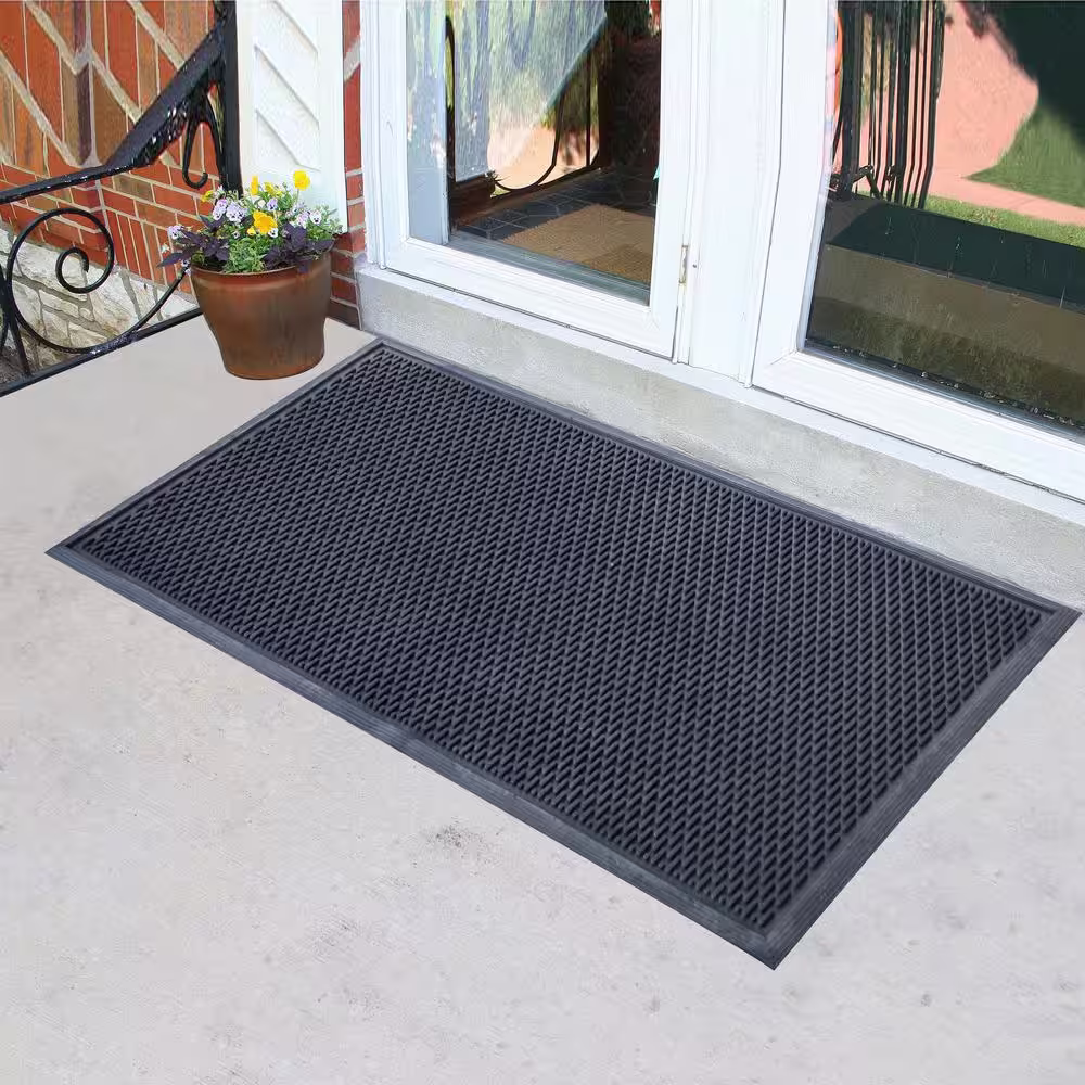 Buffalo Tools 36 in. x 60 in. Slotted Scraper Industrial Anti-Fatigue Home Restaurant Bar Commercial Rubber Floor Mat (2-Pack)