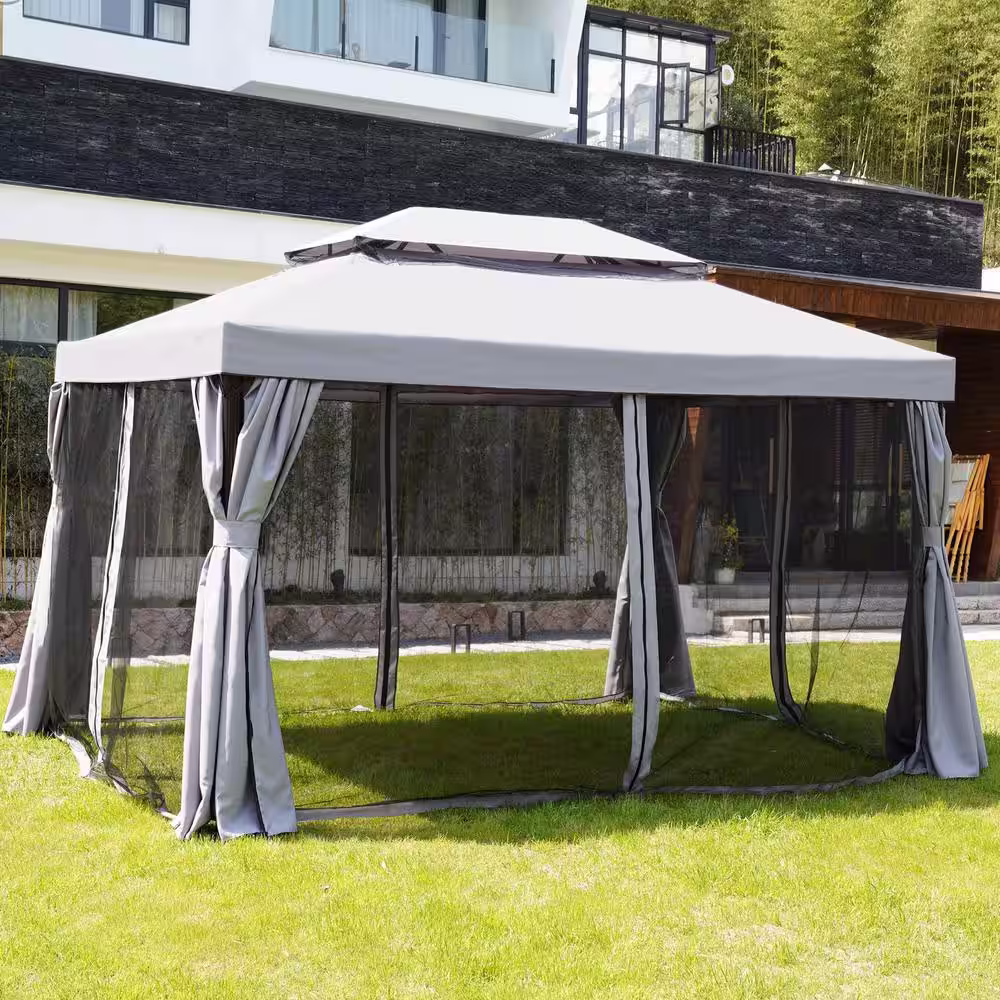 maocao hoom 10 ft. x 13 ft., 2-tier Patio Gazebo Outdoor Canopy With Mosquito Netting and Shade Curtains