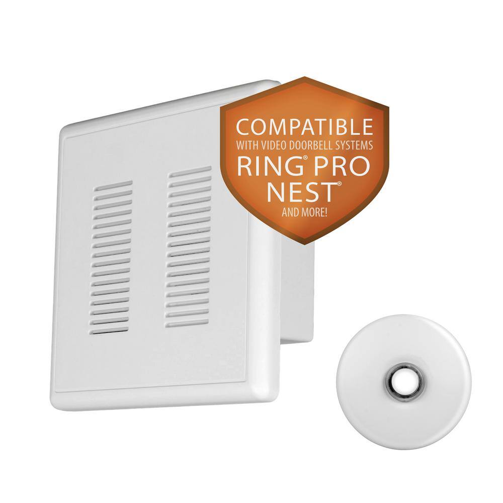 NICOR PrimeChime Plus 2 Video Compatible Wired Door Bell Chime Kit with White Stucco Button