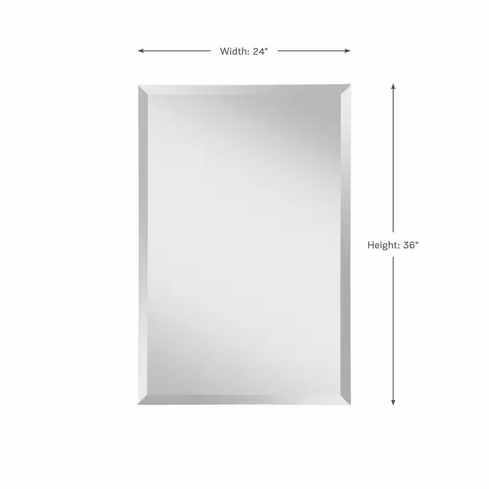 Generation Lighting Infinity 24 in. W x 36 in. H Frameless Rectangle Glass Wall Decor Mirror with Beveled Edge and Dual Mounting Hooks