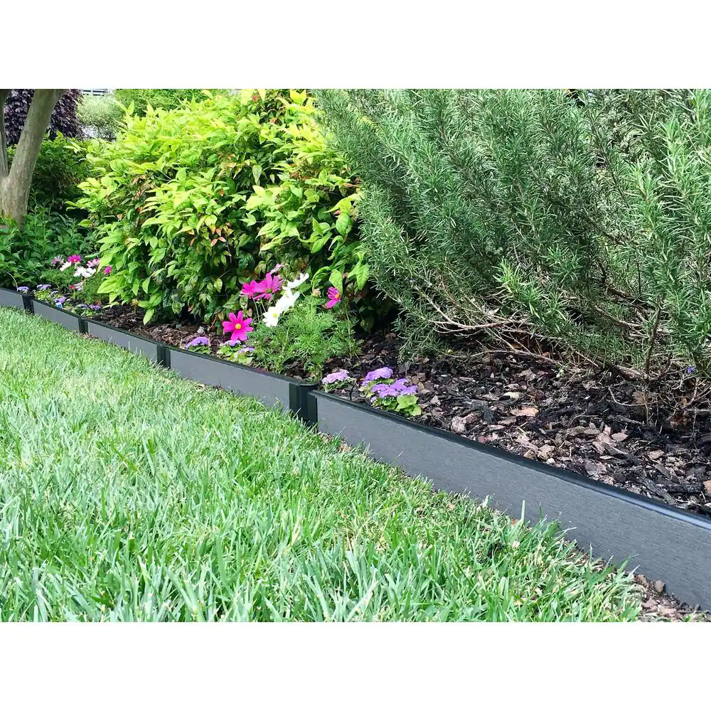 Frame It All 1 in. Series 16 ft. Weathered Wood Composite Straight Landscape Edging Kit