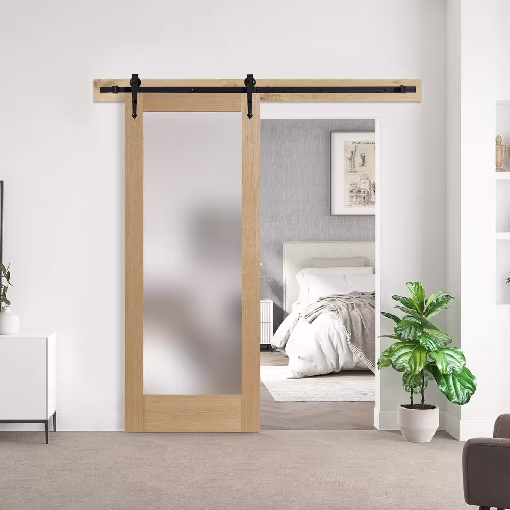 Stile Doors 24 in. x 80 in. Solid Core 1 Lite Satin Etch Glass White Oak Unfinished Wood Interior Door Slab
