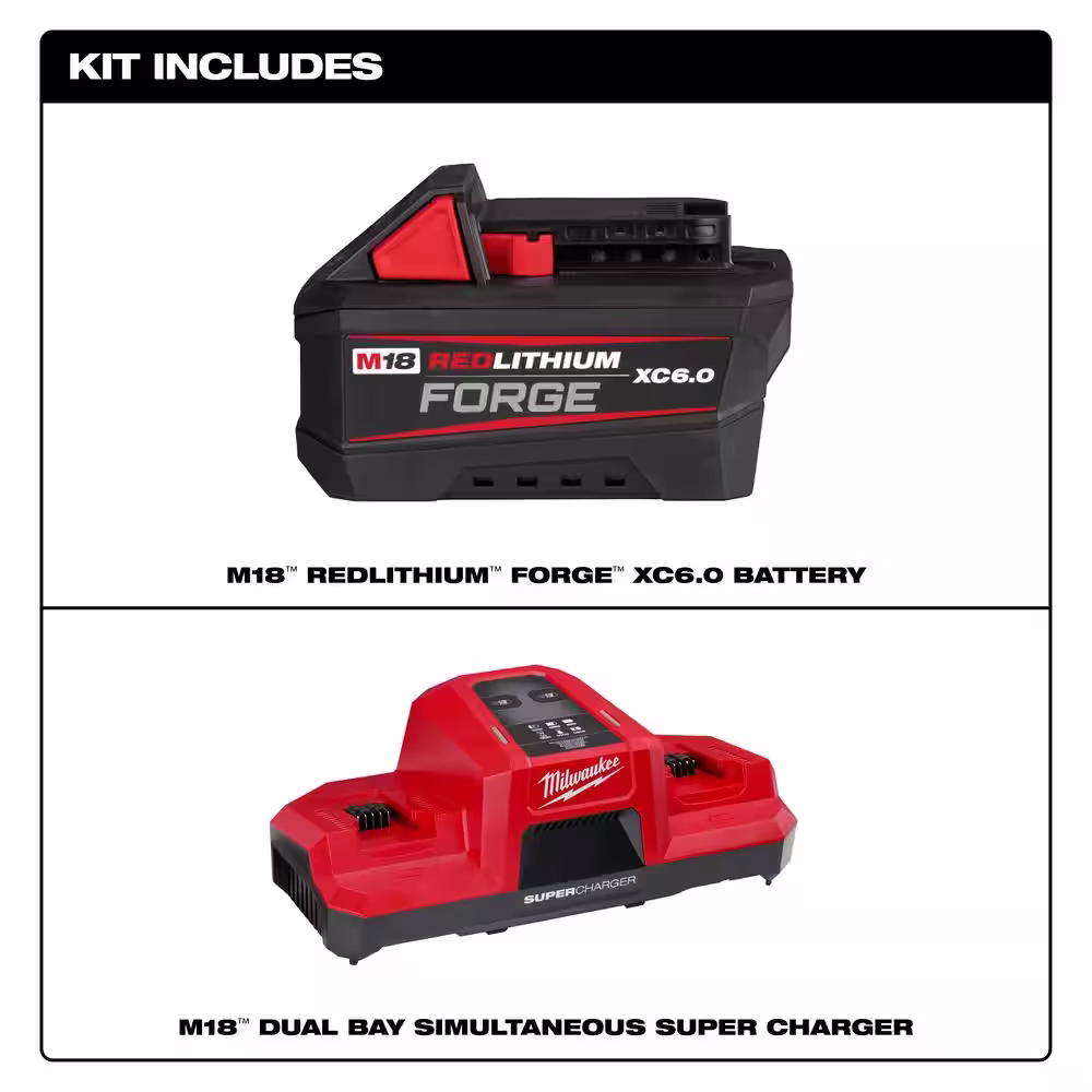 Milwaukee M18 18V Lithium-Ion High Output Starter Kit with FORGE 6.0Ah Battery and Rapid Charger