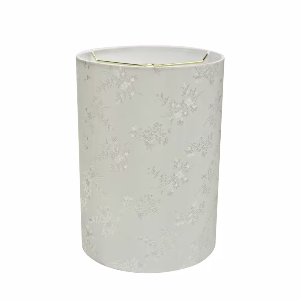 Aspen Creative Corporation 8 in. x 11 in. Butter Creme and Floral Design Hardback Drum/Cylinder Lamp Shade