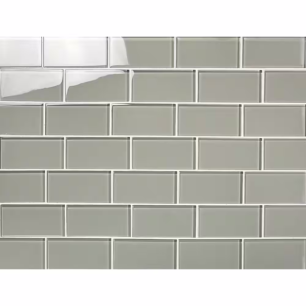 ABOLOS Modern Design Smokey Gray Subway 3 in. x 6 in. Glossy Glass Wall Tile (0.125 Sq. Ft./Piece)