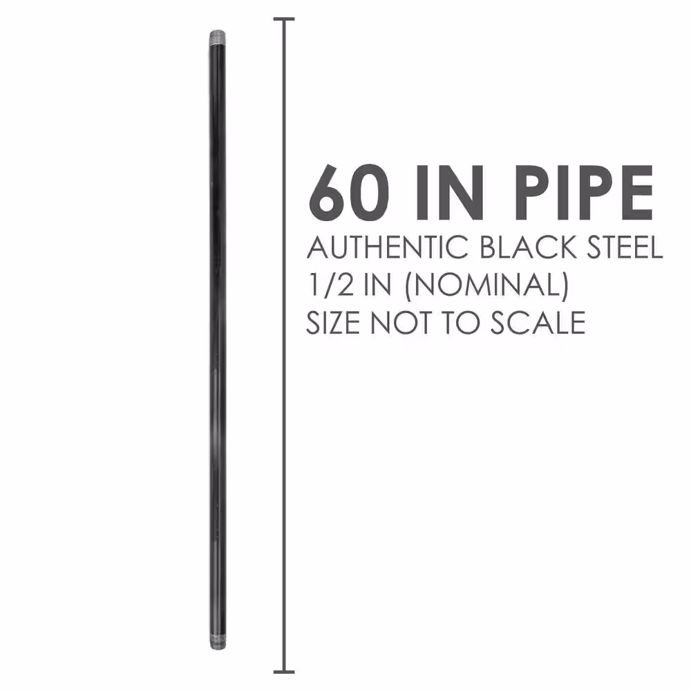 STZ 1/2 in. x 5 ft. Black Steel Sch. 40 Cut Pipe