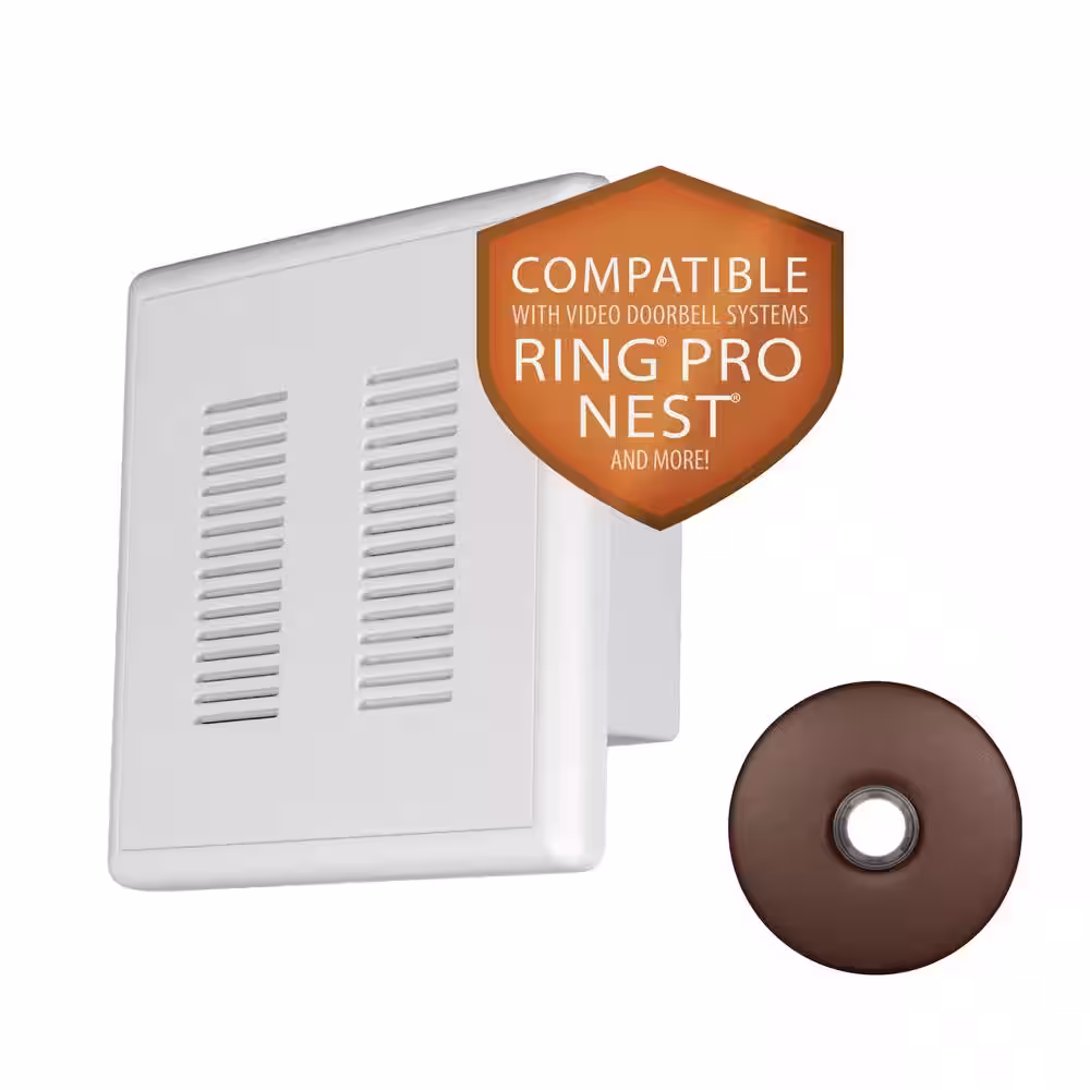 NICOR PrimeChime Plus 2 Video Compatible Wired Door Bell Chime Kit with Architectural Bronze Stucco Button