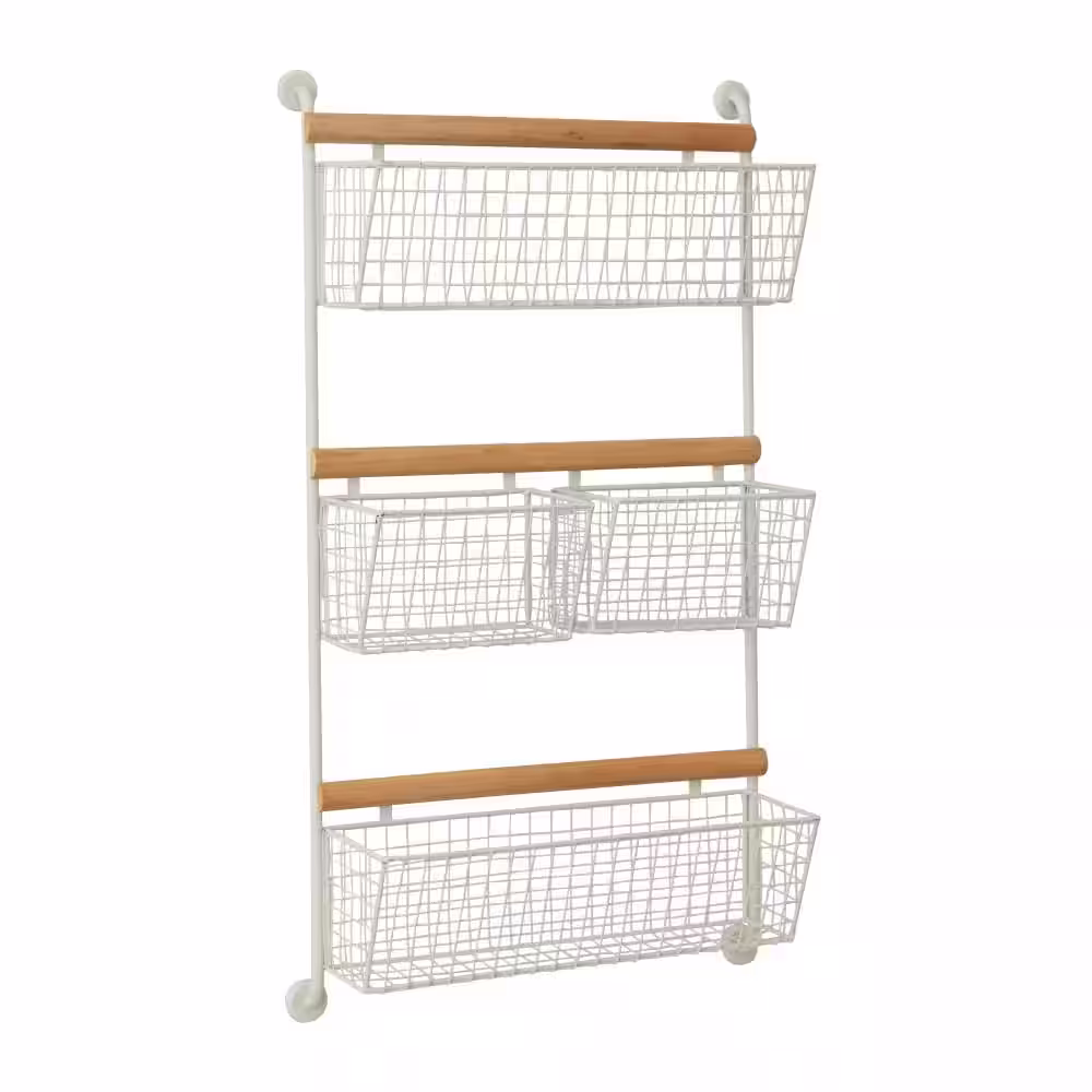 Litton Lane White Wall Mounted Magazine Rack Holder