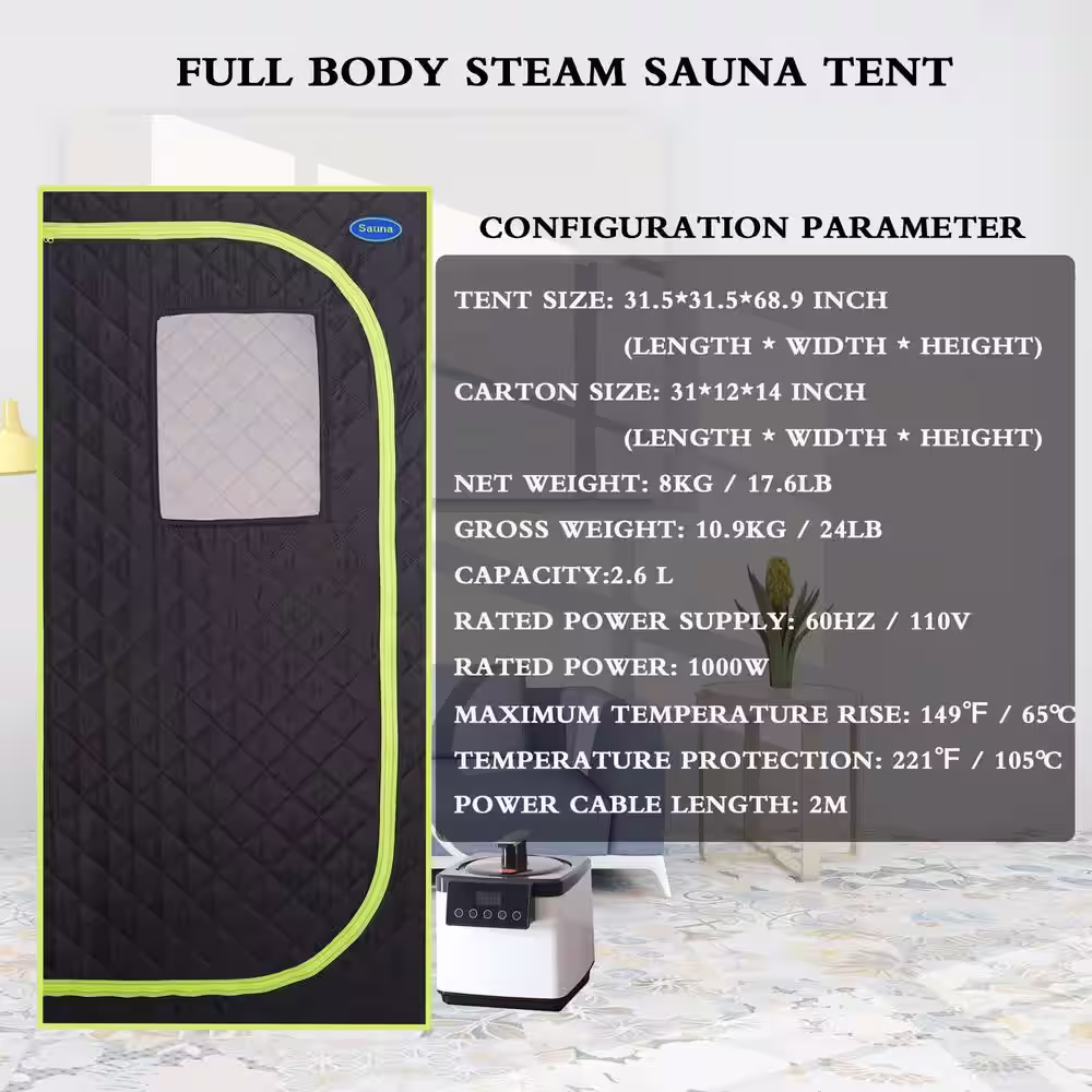 None 1-Person Steam Plus Full-body Sauna Tent for Spa Detox Stainless Steel Pipe Connector with FCC Certification