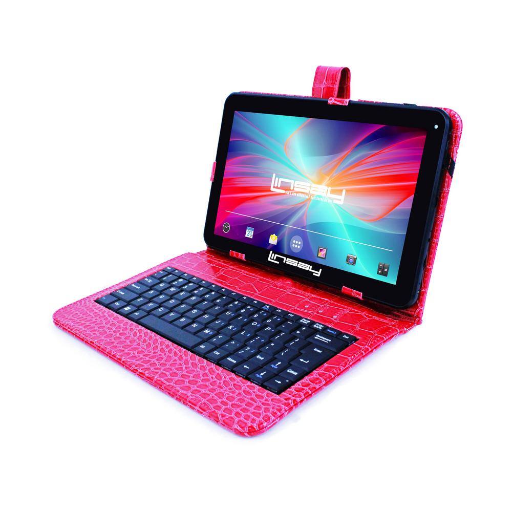 LINSAY 10.1 in. 2GB RAM 32GB Android 12 Quad Core Tablet with Red Crocodile Keyboard