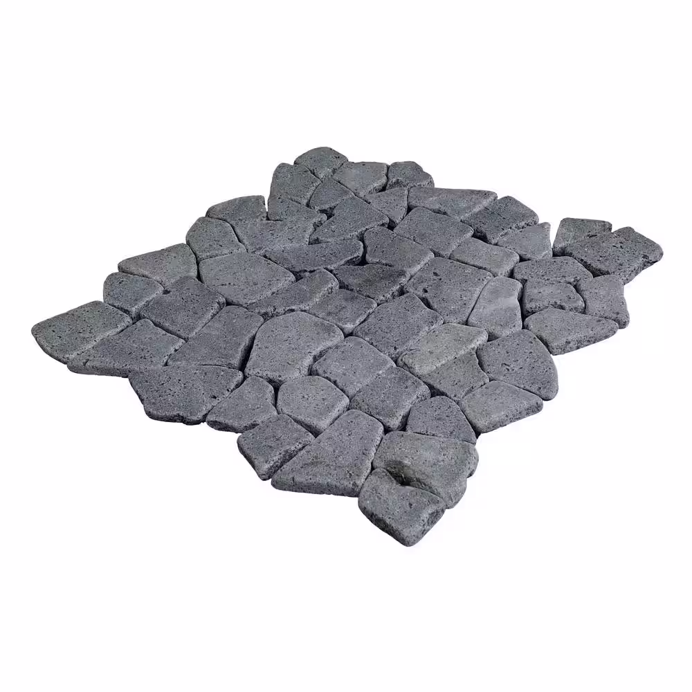 TILE CONNECTION Fit Tile Black 11 in. x 11 in. x 9.5 mm Indonesian Marble Mesh-Mounted Mosaic Tile (9.28 sq. ft. / case)
