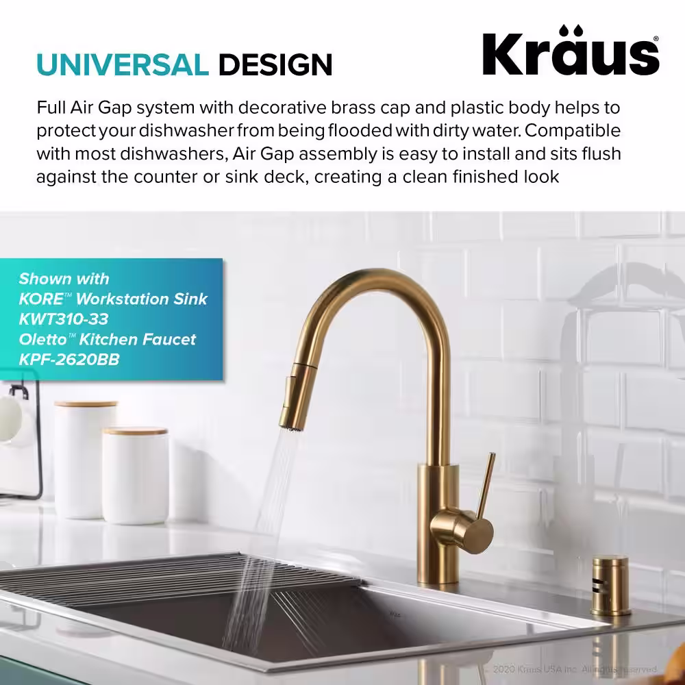 KRAUS Dishwasher Air Gap in Brushed Brass