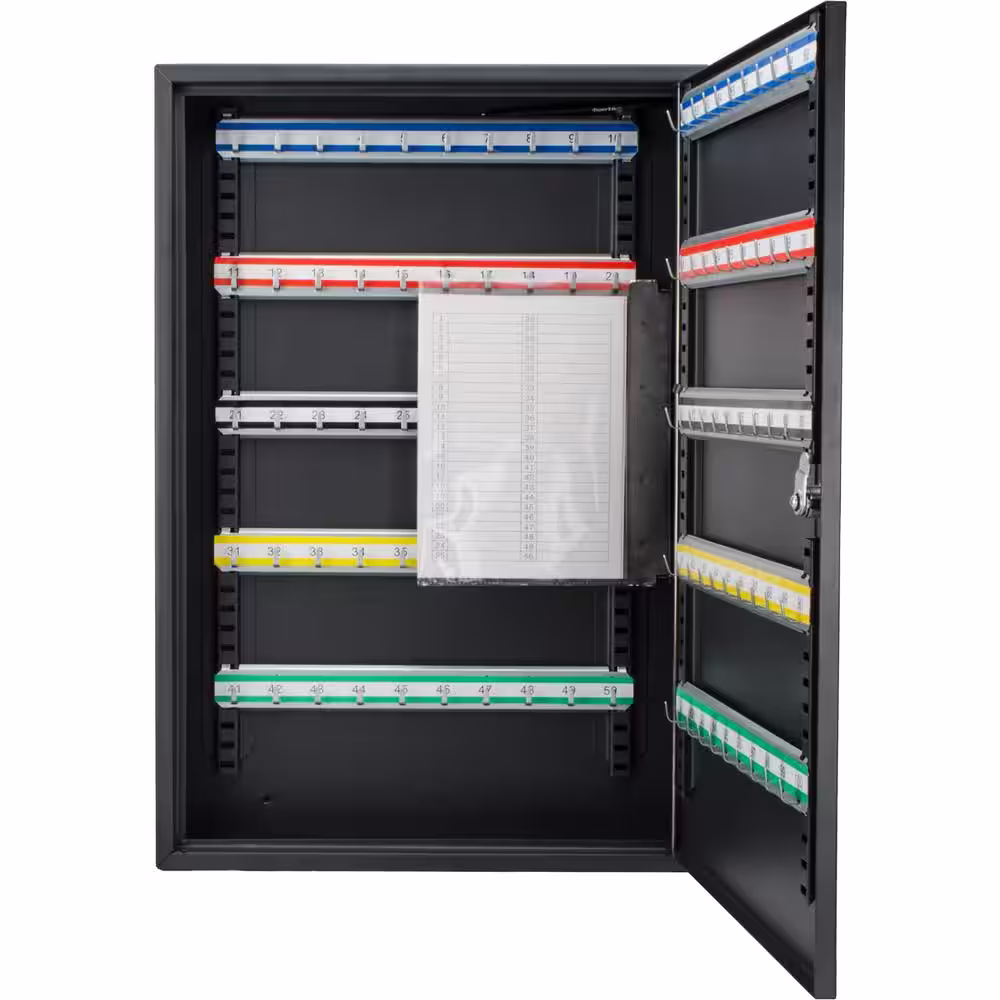 BARSKA 100-Position Steel Key Cabinet with Key Lock, Black