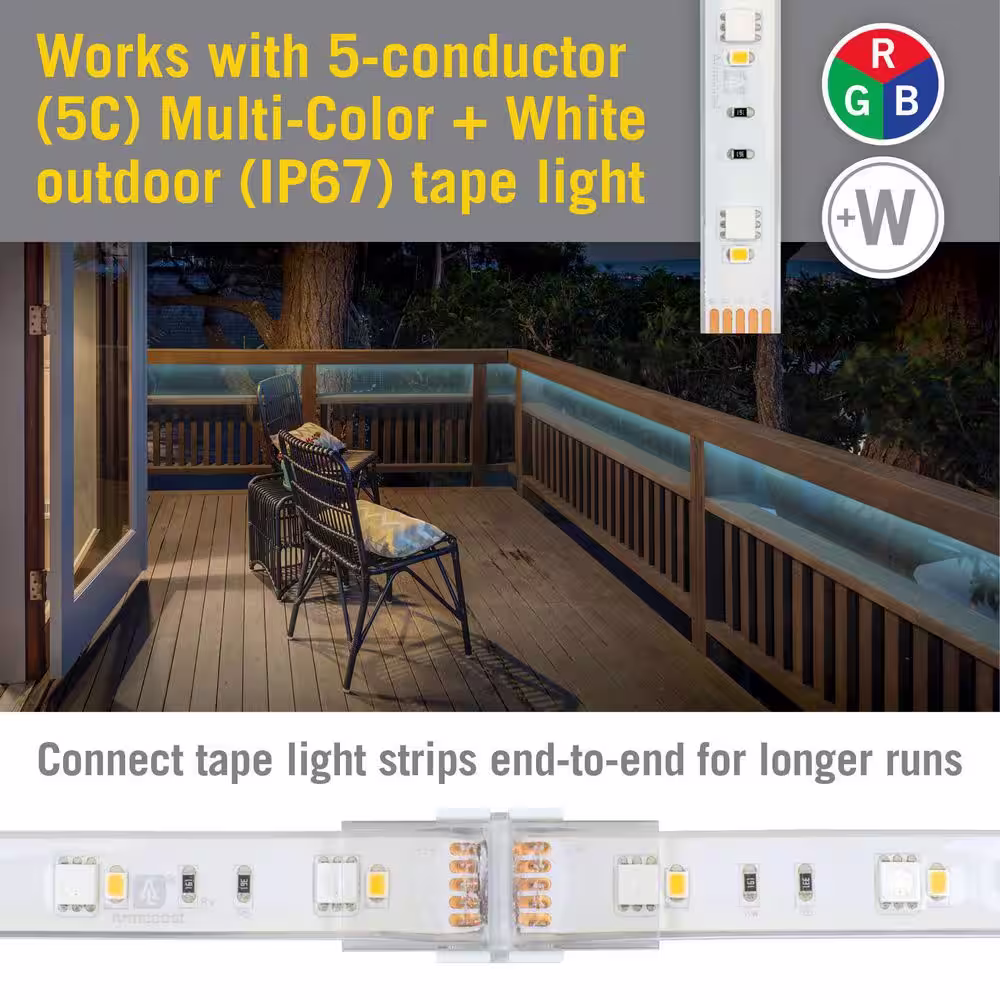 Armacost Lighting 5-Pin RGB+W Tape to Tape Splice Connector Cord for IP67 Strip Light (4-Pack)