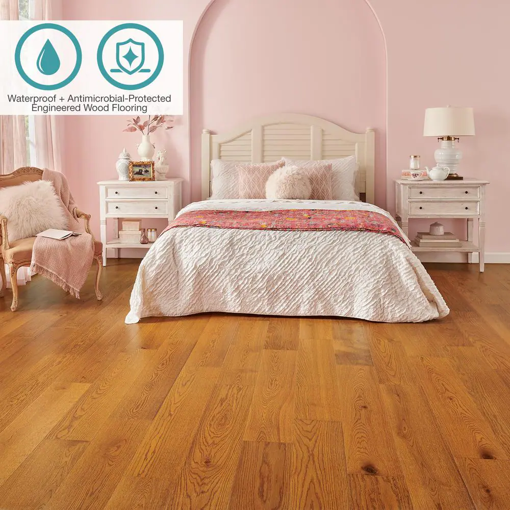 Pergo Defense+ Hales Oak 3/8 in. T x 7.5 in. W Waterproof Engineered Hardwood Flooring (24.5 sq.ft/case)